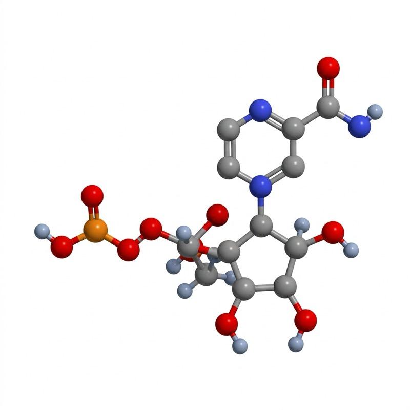 3D rendering of nicotinamide mononucleotide (NMN) molecular structure